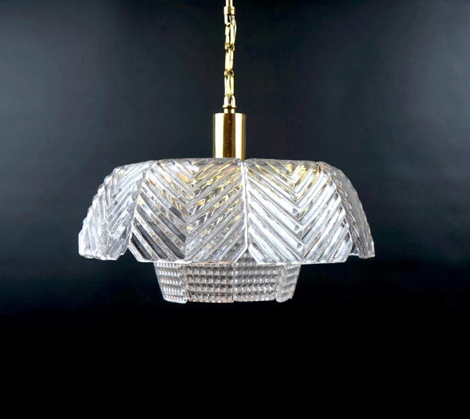 Carl Fagerlund, taklampa, glas/mässing, Orrefors.