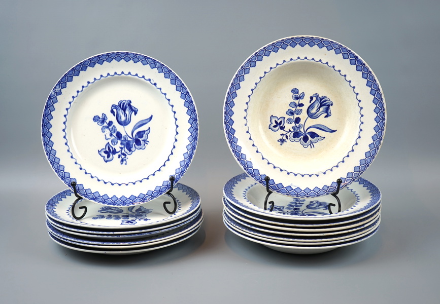 Mattallrikar och sopptallrikar, 15 delar, flintgods, ''Regina'', Gustavsberg.