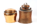 Hinkar med lock, 2 st, koppar.