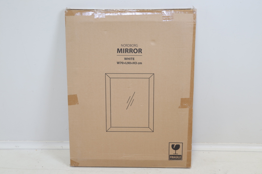 Spegel, vit, massiv eukalyptus, Nordborg Mirror, Jysk.