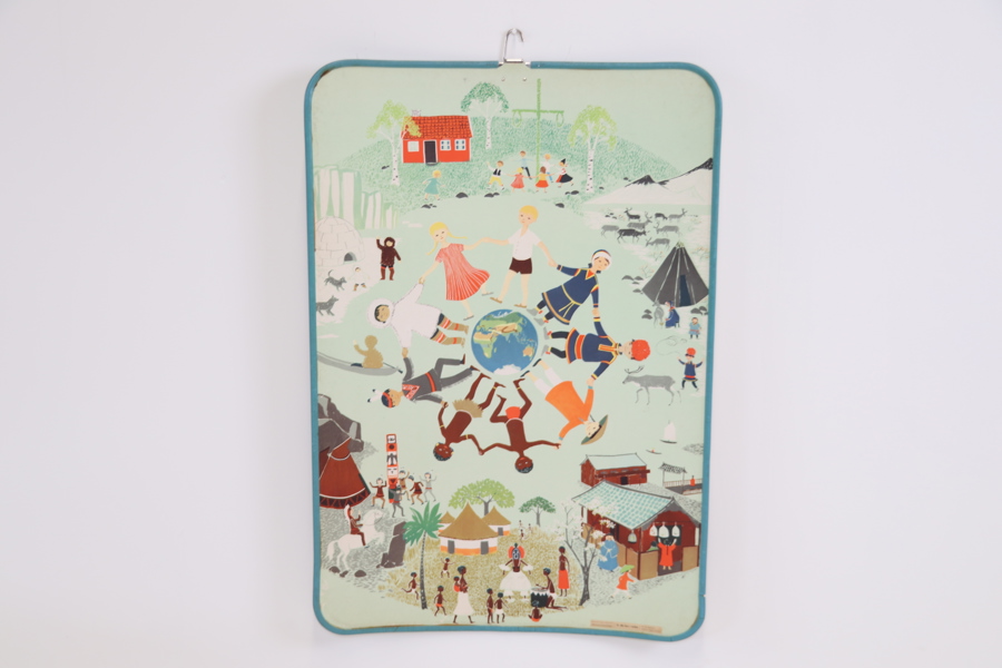 Skolplansch, dubbelsidig, "Alla barn i världen" och "En vinterdag", Natur och Kultur.