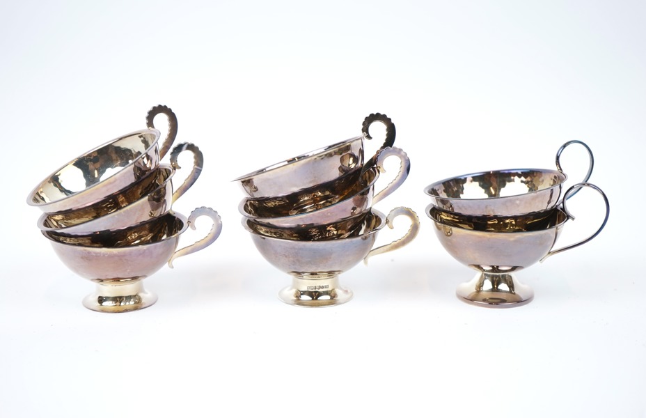 Punschbägare, 6+2 st, silver.