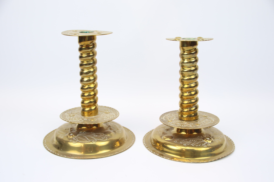 Ljusstakar, ett par, mässing, barockstil.