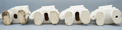 Piedestaler och ytterfoder, elefanter, 6 delar, keramik.
