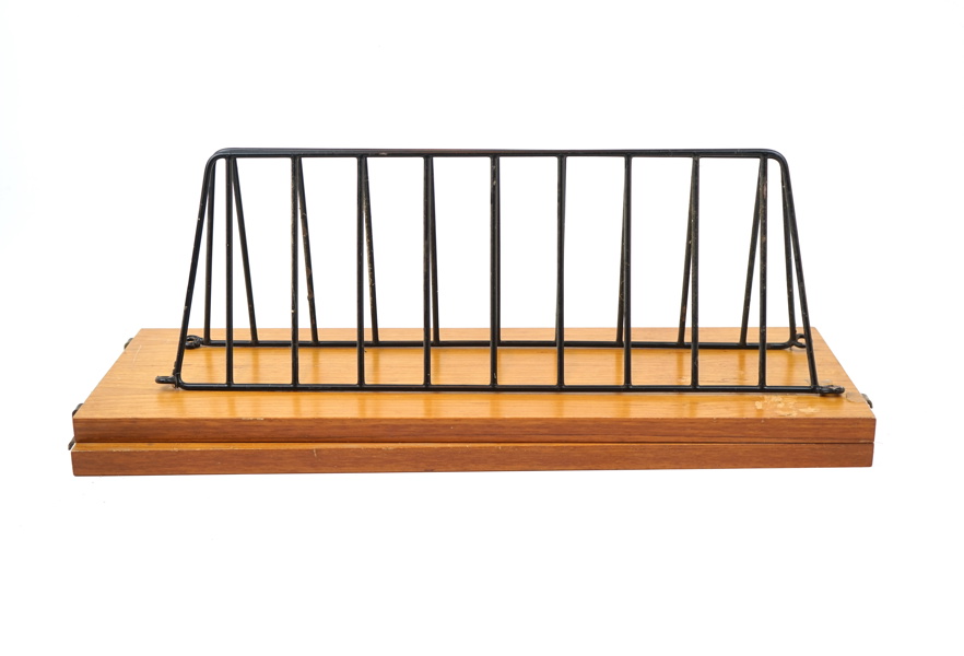 Stringhylla, 2-plan, metall/teak.