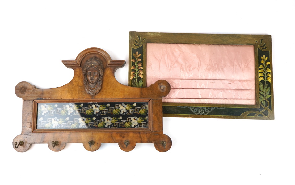 Hängare, 2 st, trä/textil.