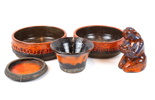 Figurin och skålar, 5 delar, keramik, bl.a Norrmans-Motala.