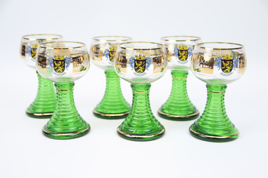 Remmare/vinglas, 6 st, märkta Heidelberg.