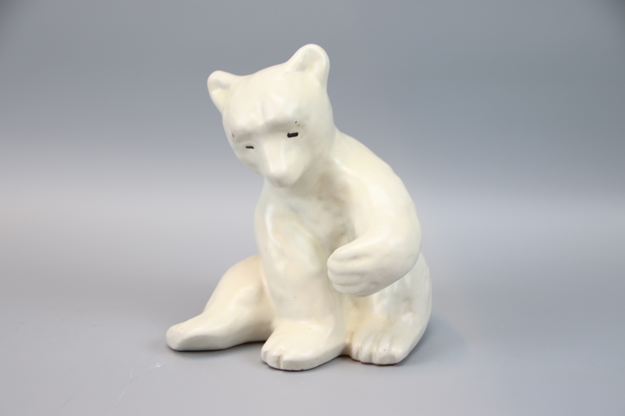 Vicke Lindstrand, figurin, isbjörn, keramik, Upsala Ekeby.