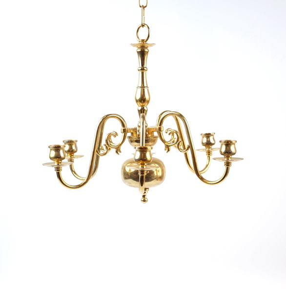 Takkrona, för 6 ljus, mässing.