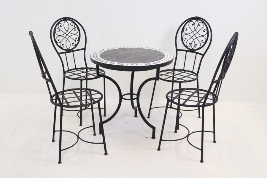 Trädgårdsmöbler, 5 delar, metall/mosaik.