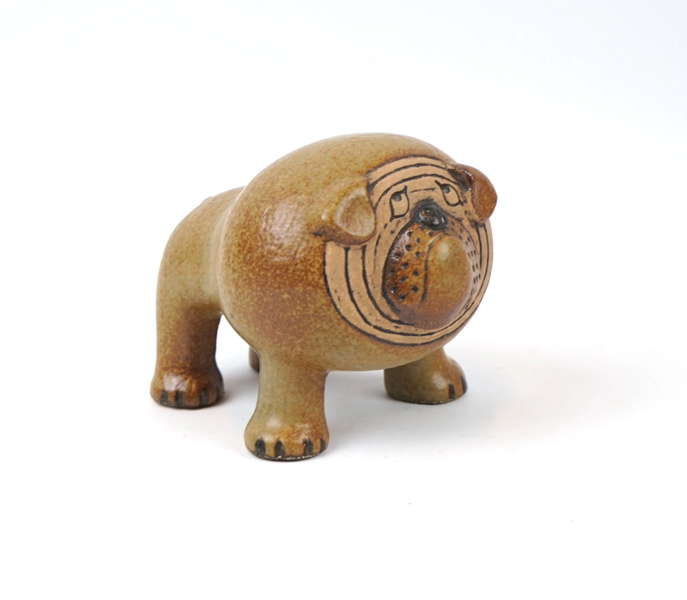 Lisa Larson, figurin, stengods, ''Bulldog'' ur serien ''Kennel'', Gustavsberg.