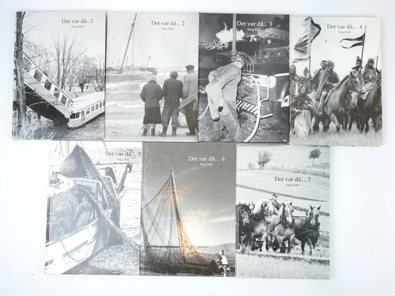 Böcker, ''Det var då...'', nummer 1-7 Stieg Eldh, 4 st signerade, Grafo-Tryck AB, SImrishamn.