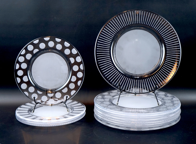 Tallrikar, 13 delar, glas, Orrefors.