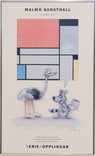 Lasse Åberg, affish, Malmö konsthall, signerad.