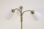 Golvlampa, 3 ljuspunkter, ställbara skärmar, gulmetall.