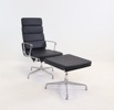 Charles & Ray Eames, snurrstol med fotpall, justerbar, metall/skinn, "EA-222", Vitra.