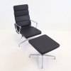 Charles & Ray Eames, snurrstol med fotpall, justerbar, metall/skinn, "EA-222", Vitra.