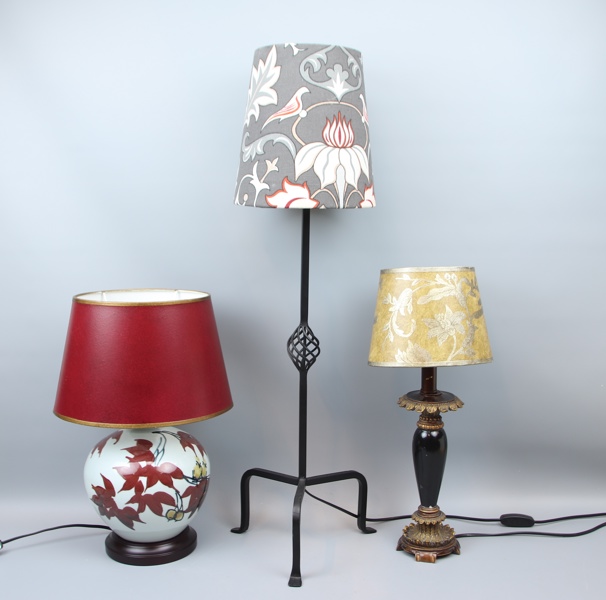 Bordslampor, 3 st, olika material.