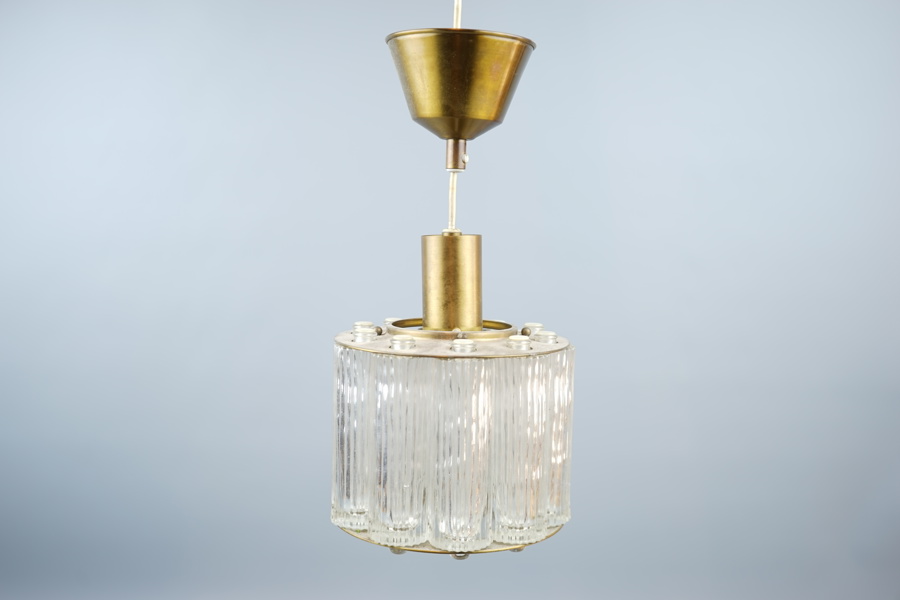 Taklampa, glas/metall.