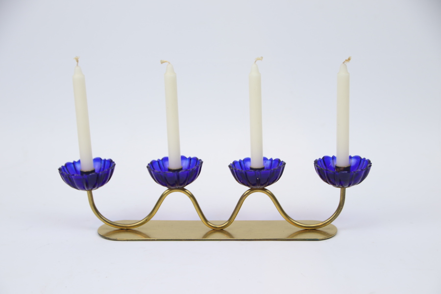 Gunnar Ander, ljusstake, mässing och glas, Ystad Metall.