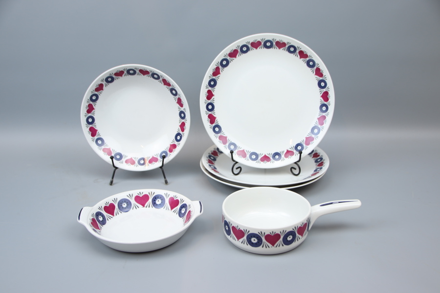 Matservisdelar, 6 st, porslin, Silja, Rörstrand.