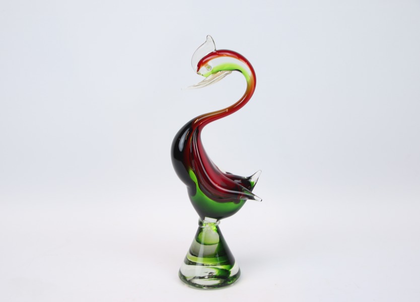 Figurin, fågel, glas, troligen Murano.