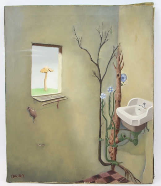 Håkan Alfredson, "Hotel Henri (Paris)", olja på duk, monogramsignerad, daterad -84.