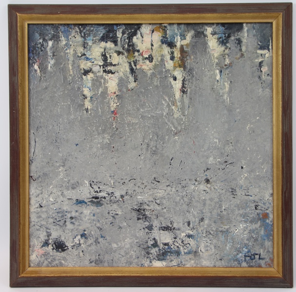 Osvald Larsson, "Istappar", olja på pannå, monogramsignerad.