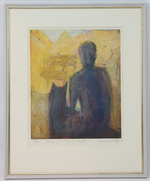 Ulrika Jerbratt, "Gult land", etsning 23/50, signerad, daterad 1987.