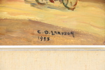 Carl Oscar Larsson, olja på pannå, signerad, daterad 1953.