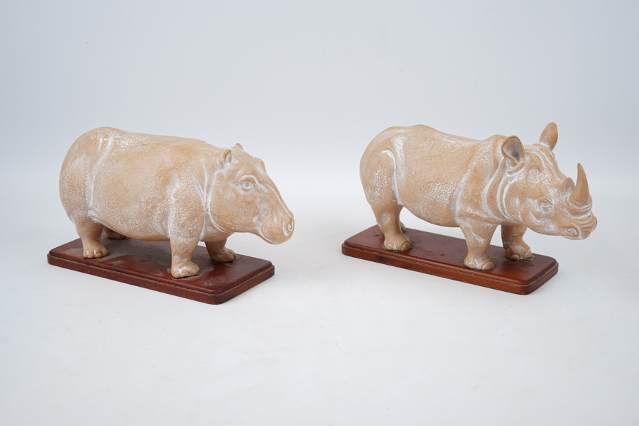 Skulpturer, 2 st, terrakotta/trä, Impruneta, Florence, Italien.