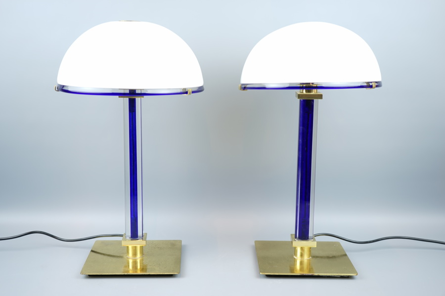 Venini "Belboi", bordslampor, ett par, glas/metall, signerad, Murano, 1980-tal.