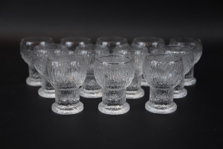 Timo Sarpaneva, snapsglas, 12 st, Kekkerit, Iittala.