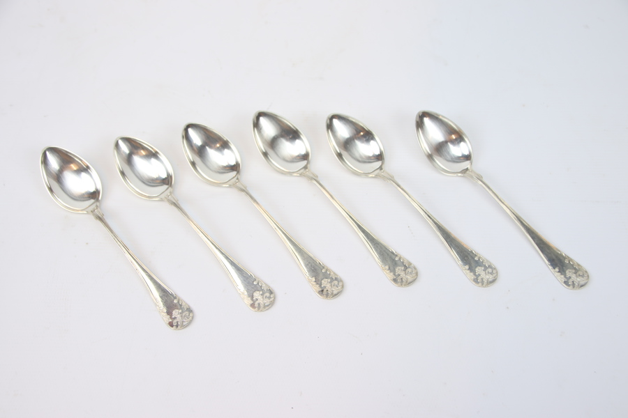 Kaffeskedar, 6 st, silver, "Gammal fransk".