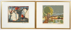 Hans och Ola Billgren, litografier, 2 st, signerade, 1960.