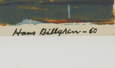 Hans och Ola Billgren, litografier, 2 st, signerade, 1960.