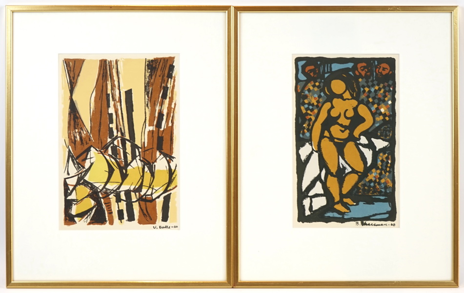 Viktor Kulle och Barbro Chessman, litografier, 2 st, signerade, 1960.