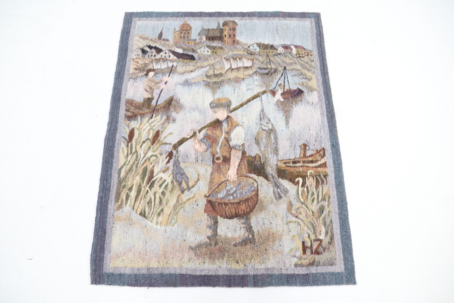 Väggbonad, textil, monogramsignerad HZ, Polen.