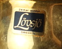 Takkrona, glas/guldpläterad metall, Lövsjö.