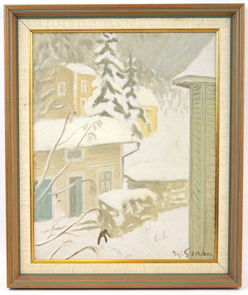 Hjalmar Grahn, "Sandströms gård", olja på pannå, signerad, 1928.