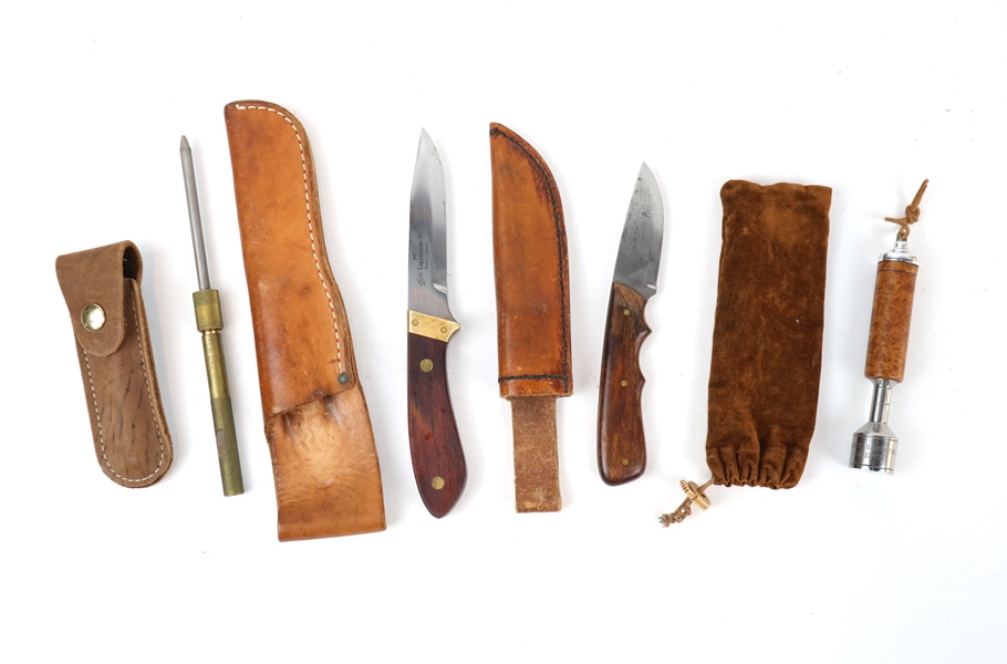 Slipjärn, knivar och fiskpräst, 4 delar.