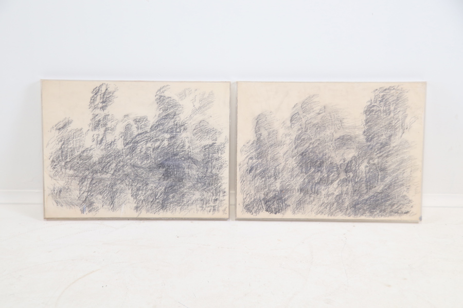 Ulla Viotti, skisser, 2 st, blyerts, signerade.