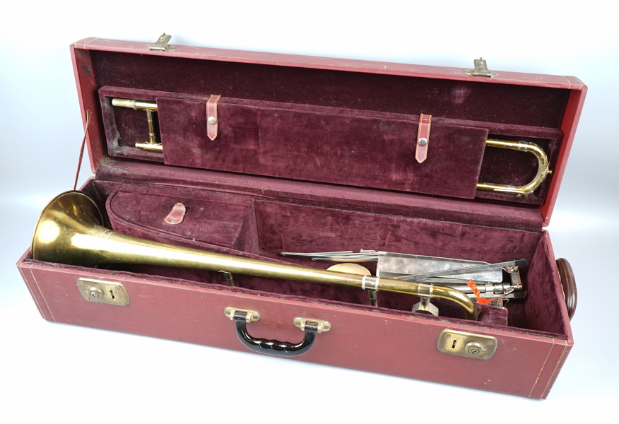 Trombon, "Oxford", Boosey & Hawkes, samt tillbehör och fodral.