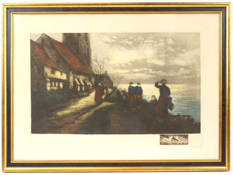 Oidentifierad konstnär, färgetsning, signerad.