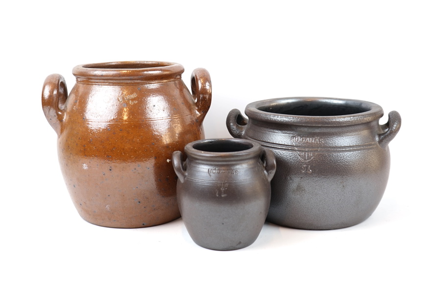 Krus, 3 st, stengods, Raus och Höganäs.