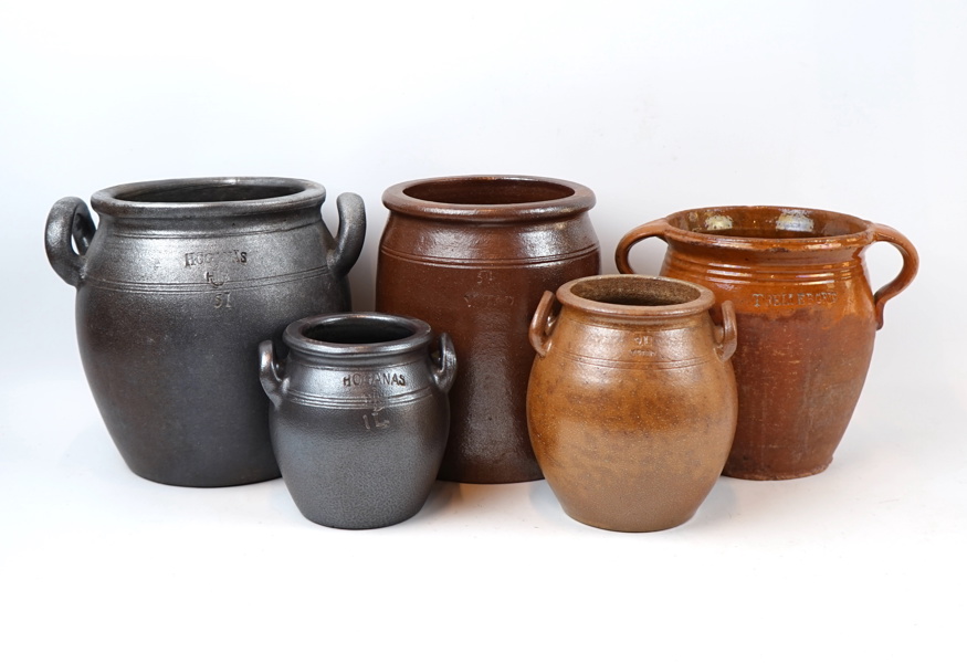 Krus, 5 st, keramik, bl.a Höganäs.