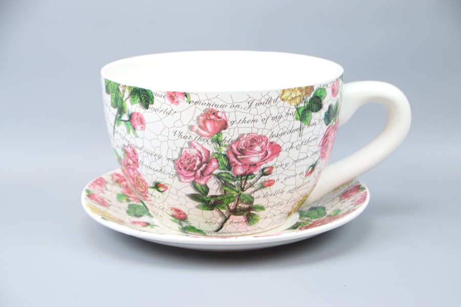 Kruka med krukfat, 2 delar, keramik.