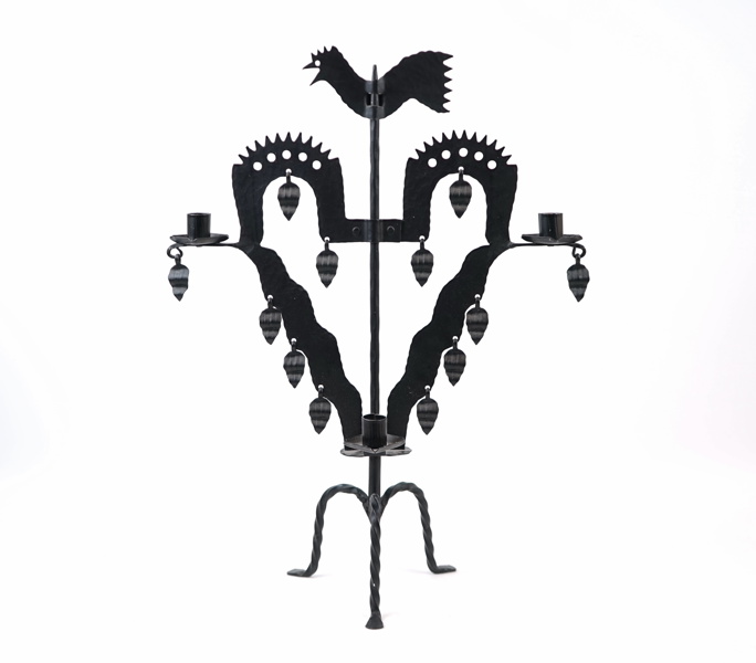 Ljusstake, sk Tuppstake, smide, 1900-talets andra hälft.