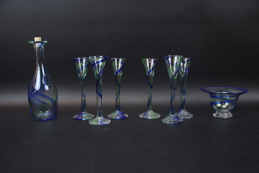 Glas m.m, 8 delar, Glashyttan, Sölvesborg, signerade.